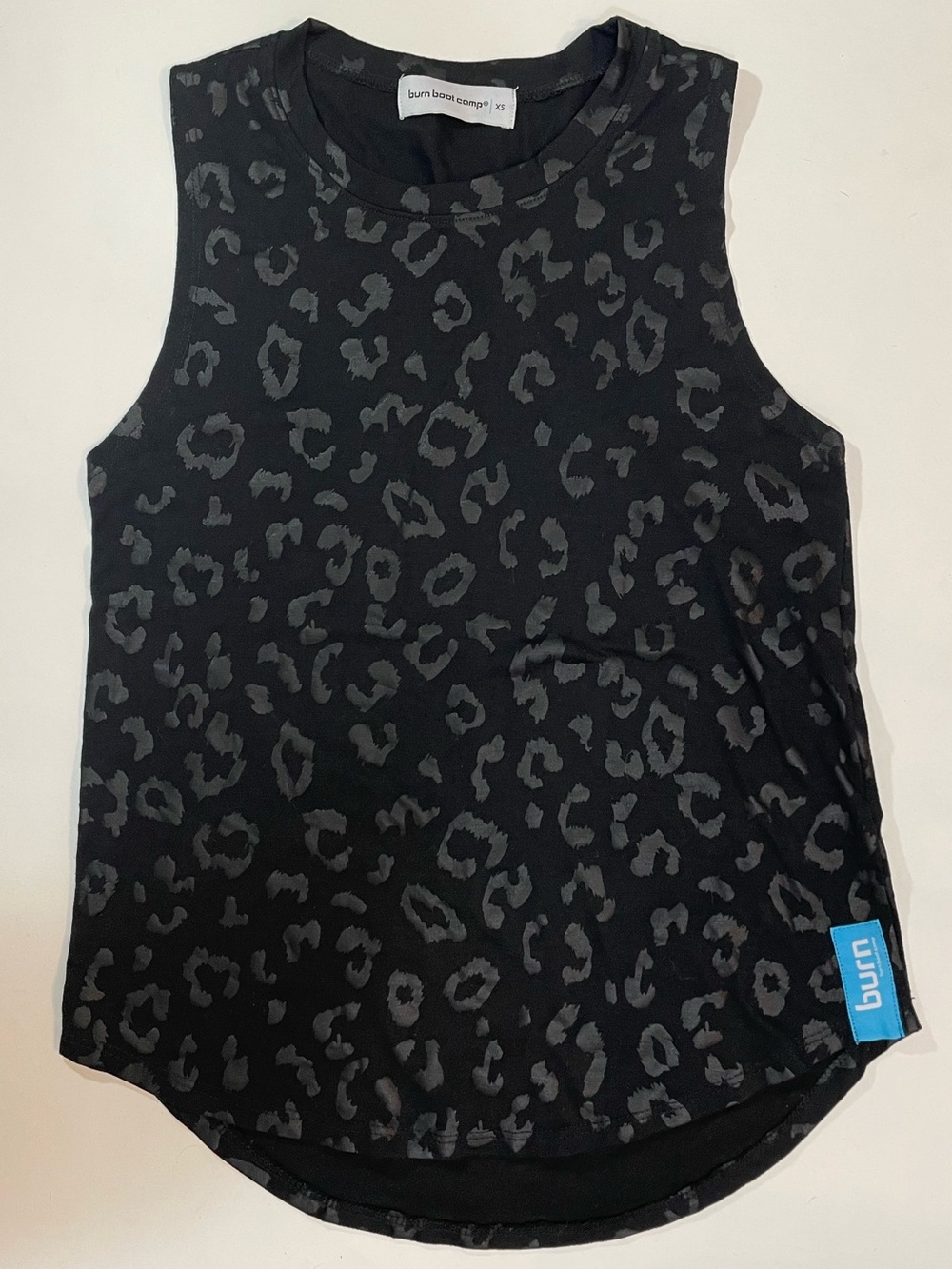 Burn Boot Camp Black on Black Leopard Print Muscle Tank Size XS